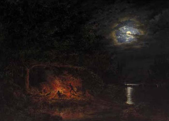 Cornelius Krieghoff In Camp at Night Sweden oil painting art